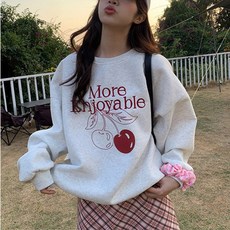 SAHINER 봄가을 여성 캐주얼 오버핏 라운드넥 맨투맨 LBWY45