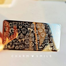 네일 템플릿 만화 캐릭터 스탬핑 플레이트 프렌치 라인 기하학 꽃 잎 동물 이미지 스테인레스 스틸 아트 스텐실, 옵션75) CJT-136, 1개