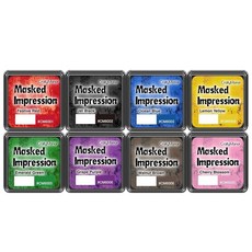 CraftyManor Masked Impression 스탬프용 미니 잉크 패드 스크랩북 저널링 카드 제작용 수성 얼룩 분필 스탬프 성인용 DIY 공예 스크랩북 용품 8가지, 8가지 색상