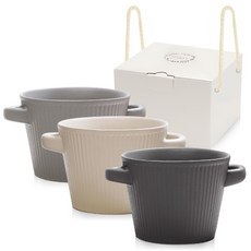 [선물용박스포함] 라라홈 도자기 손잡이 면기 답례품 큰그릇 우동기 돌답례품 웨딩답례품 돌잔치답례품, 연그레이, 1개