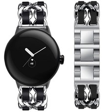 Lamsaw for Google 3 Google Pixel watch 3 (45mm) & 픽셀 시계 밴드 가죽 플러스 메탈, 상세페이지 참조, 상세페이지 참조