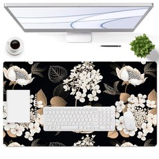 대형 마우스 패드 데스크톱용 책상 매트 양면 PU 가죽 방수 게이밍 마우스패드 프로텍터 필기 패드 액세서리 사무실 및 가정용 (A-핑크 마블 89.9 x 49.8cm(35, C-블랙 골드 플라워, 24''X14''