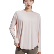 마린웨이브 루즈핏 요가 필라테스 힙커버 롱 운동복 긴팔 상의 티셔츠