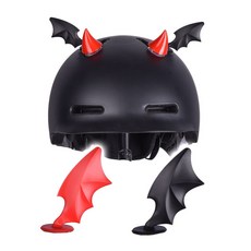 헬멧 악마 날개 장식 악세사리 데칼 스티커 장식 악마뿔 날개 천사 악마 고양이귀 자전거 스키 보드 오토바이 바이크, 레드