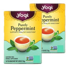 요기티 순수 퓨어 페퍼민트 디카페인 티백, 24g, 16개입, 2개