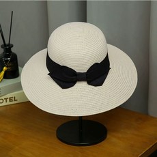 리본밀짚모자 여성 라탄 카키 비치 화이트 핑크 여행용 바캉스 베이지 레드 옐로우 네이비, J. 손려 동복 밀크 화이트