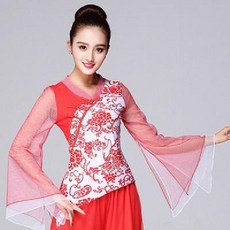 빅사이즈 트로트 고고장구 품바옷 반짝이 의상 스팽글 무대 자켓 공연 옷 축제 파티 행사, 중, 레드 탑, 1개