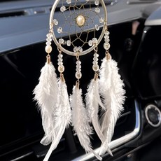 다온58 마크라메 깃털 화이트 차량장식