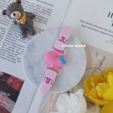 SHINYWAWA 幼兒園手帕夾 雙頭防掉夾, (現貨)粉色愛心, 1個