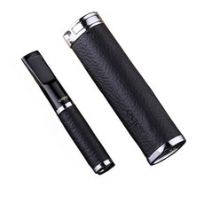 zobo 皮革紋理煙嘴，過濾煙嘴，健康煙具，附收納盒, 黑皮-微孔遏濾（粗中細三用, 1個