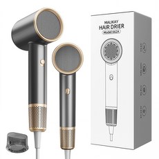 MALIKAY 헤어드라이기 블루음이온 고속 저소음 전문가용 드라이어 1800W EGTFF-1, 그레이금색
