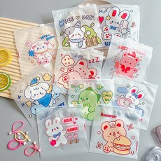 리리아트 토끼 귀요미 동물 캐릭터 반투명 지퍼백 포장 여행, 1set, A