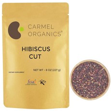 CARMEL ORGANICS 히비스커스 꽃잎 - 226.8g(8온스) 컷 & 체로 쳐진 잎차 GMO 프리 카페인 프리 허브 티 방부제 무첨가, CARMEL ORGANICS 히비스커스 꽃잎 - 226, 227g
