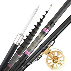 조정식 포지셔닝 낚싯대 텔레스코픽 휴대용 탄소 낚시 스피닝 초경량 하드 록 로드 스트림 3.6m10m, 02 RodMetal Reel_08 7.2m