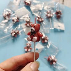 곰돌이초 00개 입체 스마일 초 기념일 곰돌이 파티 20개상자 케이크초 축하, D. PVC백 초콜릿곰 20개입