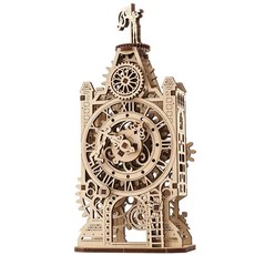 UGEARS 오래된 시계탑 3D 나무 퍼즐 - 조립할 기계 모델 키트 회전 메커니즘이 있는 DIY 시계 장난감 뇌 티저 빌딩 세트, 44피스, 1개