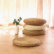 로에드 핸드메이드 두꺼운 쿠션 원형 라탄방석 왕골, 라탄방석 50cm(쿠션형)_아이보리