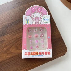 兒童鑽石指甲貼 小女孩卡通公主美甲貼紙 學生寶寶專用可愛短款甲片, 1個, x590-6