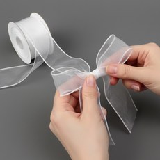 휘날린 오간자리본 색동리본 청첩장 선물끈 어버이날띠지 포장용, 화이트