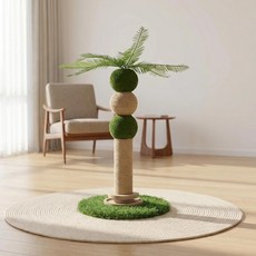 貓抓柱 椰子樹造型 劍麻耐用立式貓咪爬架玩具, 密度板轉盤, 1個