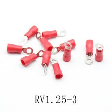 50pcs 빨간색 RV1.25- 3 4 5 6 8 10 링 절연 와이어 커넥터 전기 압착 단자 케이블 AWG, 01 50pcs  RV1.25-6