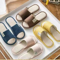 남자 여성 사계절 사무실 린넨 층간소음 미끄럼 방지 실내화 거실화 슬리퍼 5color