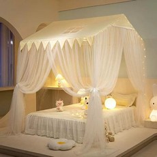 공주침대 모기장 사각 공주모기장 101 침실 아이보리 사각모기장 풀사이즈 노랑 캐노피, 3 1.8m 침대 180x200cm 2.1m 높이의 넓, 1 프린세스 옐로우 커튼 실루엣 A타입 포름알데히드 프