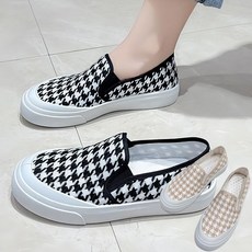 로즈엘리 키높이 체크무늬 슬립온 스니커즈 운동화 2컬러