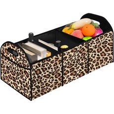 클래식 레오파드 SUV 자동차 트렁크 정리 액세서리 50L 접이식 보관 가방 3칸 캐디 방수, Classic Leopard