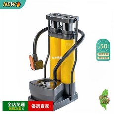 費腳踩高壓打氣筒 通用電動車自行車摩托車 便攜式車載打氣筒 高壓打氣泵 車載充氣泵 多功能充氣A16 QC, (高配版)#精準高壓表+球針 黑色, 1個