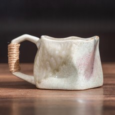 復古陶瓷馬克杯 粗陶窯變咖啡杯, 矮魔異形杯白色240ml, 1個