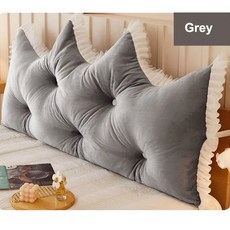 머리판 귀여운 목 베개 대형 핑크 베개 등받이 독서 옆 침대 수면 크라운 쿠션 웨지 바디필로우, 120X50CM, Grey