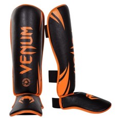 古川小夫 M XL碼 VENUM挑戰者系列 MMA 護腳脛 自由搏擊護腳背 ShinGuards 黑橘色, 1個