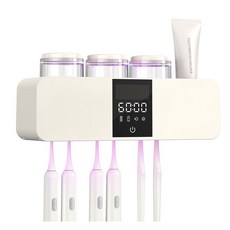 CozyTemp 스마트 칫솔 살균기 무선 충전식 자동 순환 살균 칫솔 UV 살균 건조기 대용량 3컵, 화이트