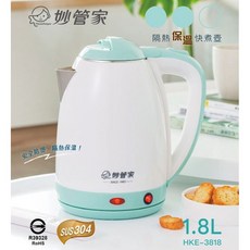妙管家 隔熱保溫快煮壺 1.8L HKE-3818, 1個, 白色