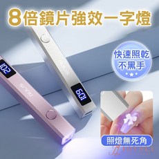 RULIS 手持一字美甲燈 8倍鏡片 快速照乾 兩檔調節 USB充電, 1個, Rulis_強效一字燈