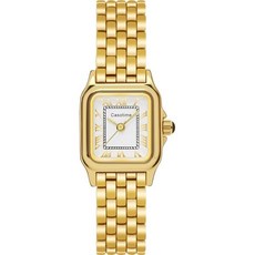 Casotime Women's Gold Watch Vintage Rectangular Case Reloj para Mujer with Roman Numeral Dial Sm
