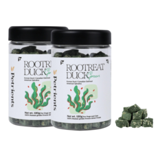 펫트리언츠 반려동물 루트릿덕 오리 동결건조 간식 생 야채 과일 토핑 식이섬유 트릿, 2개, 120g, 그린 (미국산 스피루리나)