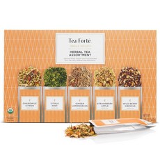 Tea Forte 싱글 스티프스 루즈 리프 허벌 리트리트 프리미엄 티 샘플러 15개 세트 (각각 3개씩 다양 블렌드) 미리 포장된 서브 파우치 12온스 우림, Herbal Tea, 15 Count (Pack of 1)