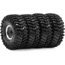 TRX4M 118 SCX24 124용 호환 RC 크롤러 10 비드락 타이어와 알루미늄 휠 업그레이드 부품 타이어