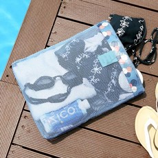 실내수영장가방 수영복파우치 수영장가방 메쉬목욕, 블루