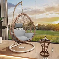 둥지 의자 리조트 그네 벤치 바구니 요람 체어 정원, 1인용 내추럴우드+사이드테이블