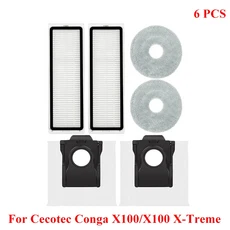 Cecotec Conga X100/X100 X-Treme 로봇 진공 청소기 천에 적합한 액세서리 4층 여과 시스템 먼지 봉투 HEPA, 15 16