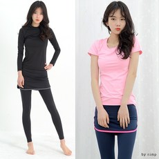 여자한줄요가스포츠레쉬가드9부치마레깅스 ALL4064