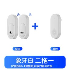 無線門鈴遙控器無線老人呼叫器家用遠距離遙控門鈴智能一拖一門鈴, 二拖一(按鈴2+響鈴1):如圖