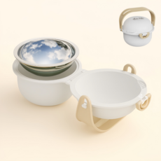 JEN캠핑보울 반려동물 휴대용 접이식 식기, 1개, 크리미 화이트