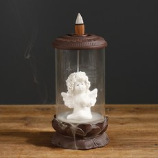 紫砂倒流香薰爐 歐美風格天使貓頭鷹家居擺件, C款天使擺件