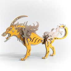 魔客 炫彩鋼魔獸拼裝模型 正版授權3D金屬拼圖 DIY益智玩具 年節新年禮物, 1個, 狼王-橘色, 橘色