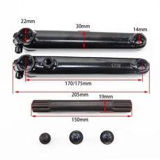 BMX 크랭크암 BMX 자전거 크랭크셋 8T19mm170/175mm CRMO 크랭크 8 스플라인 3 피스 BMX 프리스타일 자전거, 01 BMX Crankset, 01 170mm, 01   Mainland