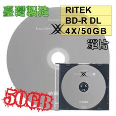 錸德 RITEK BD-R DL 單面雙層 4X 50GB 空白光碟燒錄片 台灣製造, 1個